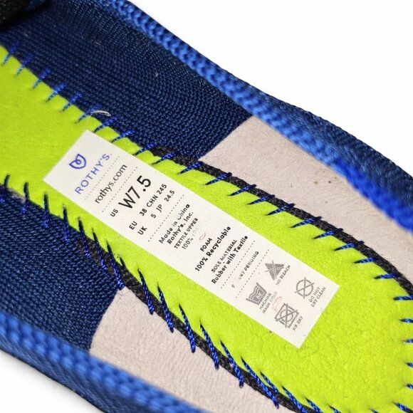 Rothy's RETIRED The Point Deep Ocean Blue Tortoise Shell Bottom Flats, 7.5 - Picture 6 of 8